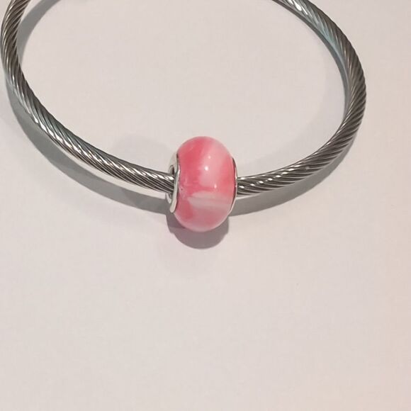 Silver Blended Pink and White Charm for Pandora Style - Picture 3 of 5
